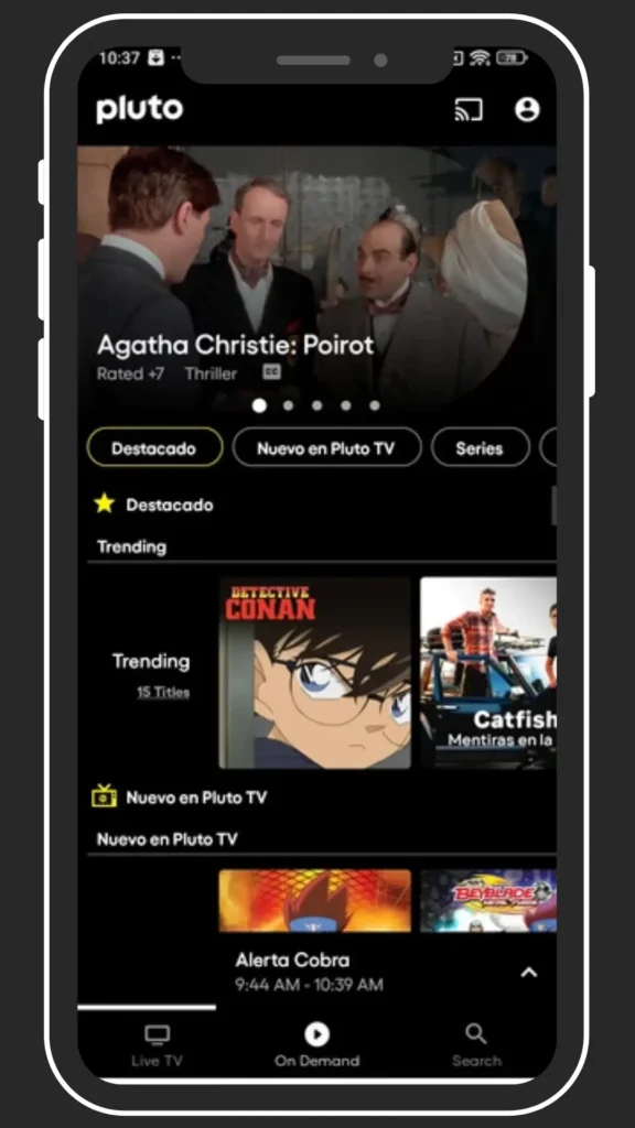 Pluto TV homepage